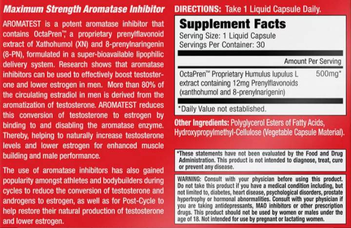 Aromatest - Octapren 500 mg | Μέγιστος αναστολέας αρωματάσης αντοχής - 30 κάψουλες πηκτής