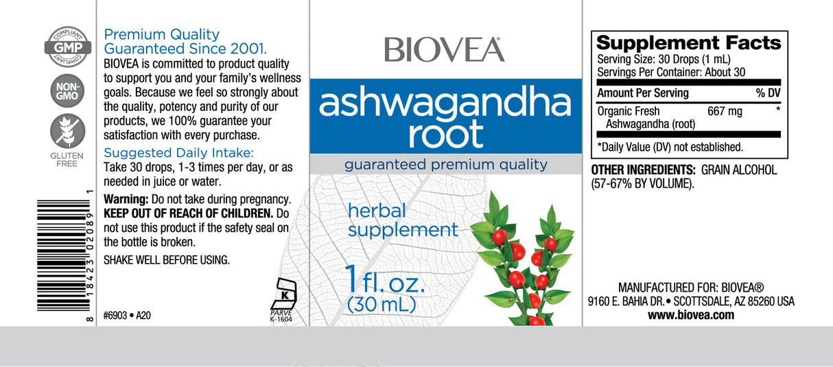 Ρίζες ρίζας Ashwagandha/30 ml