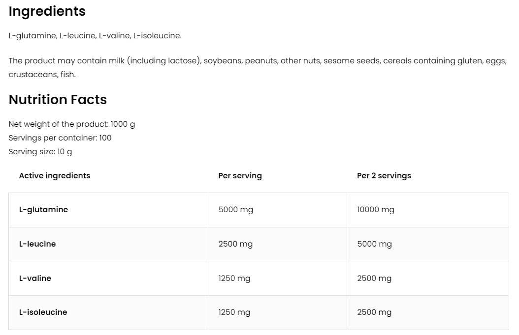 BCAA + ΓΛΟΥΤΑΜΙΝΗ σε σκόνη - 200 γραμμάρια