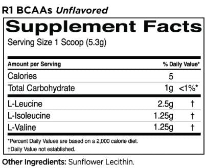 Bcaas unflavored | 100% μικροποιημένων 2: 1: 1 BCAA τύπος - 318 γραμμάρια