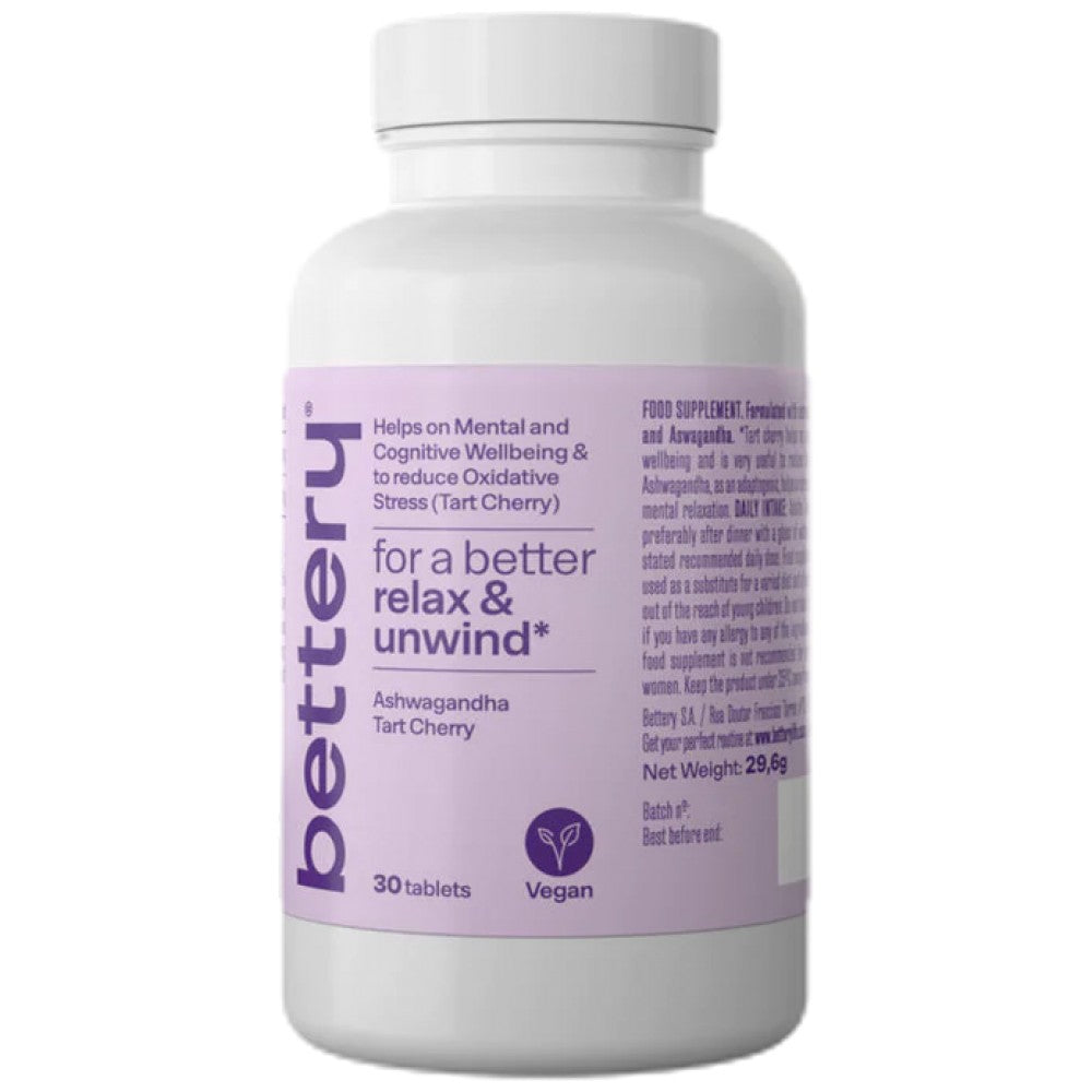 Χαλαρώστε τις καρτέλες | Με Ashwagandha & Tart Cherrt - Ημερομηνία Exp: 30.11.2024 - 30 δισκία