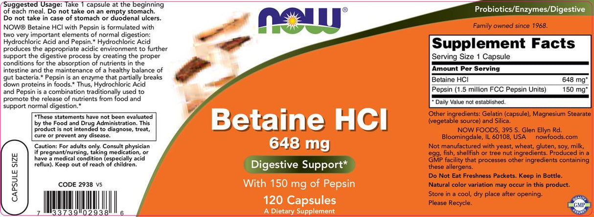 Betaine HCl 648 mg - 120 κάψουλες