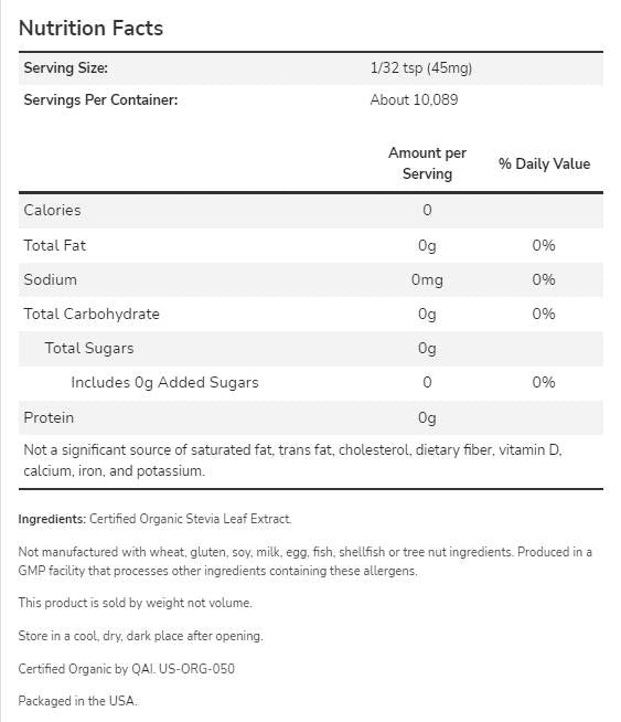 Better Stevia® Extract Powder | Βιολογικά - 28 γραμμάρια