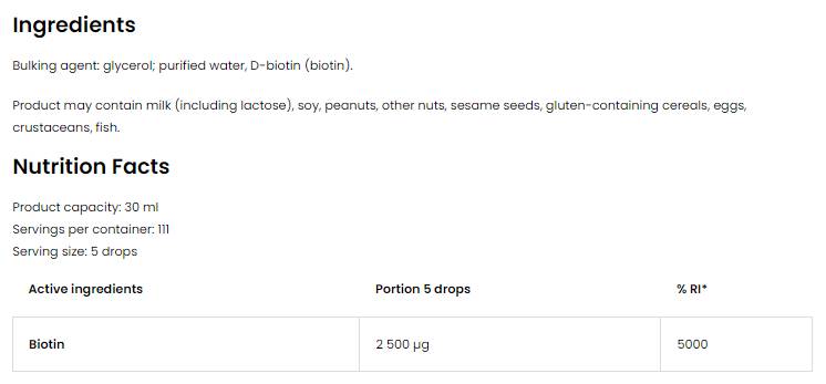 Η βιοτίνη 2500 MCG πέφτει 30 mL