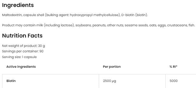 Biotin 2500 MCG/VEGE 90 κάψουλες