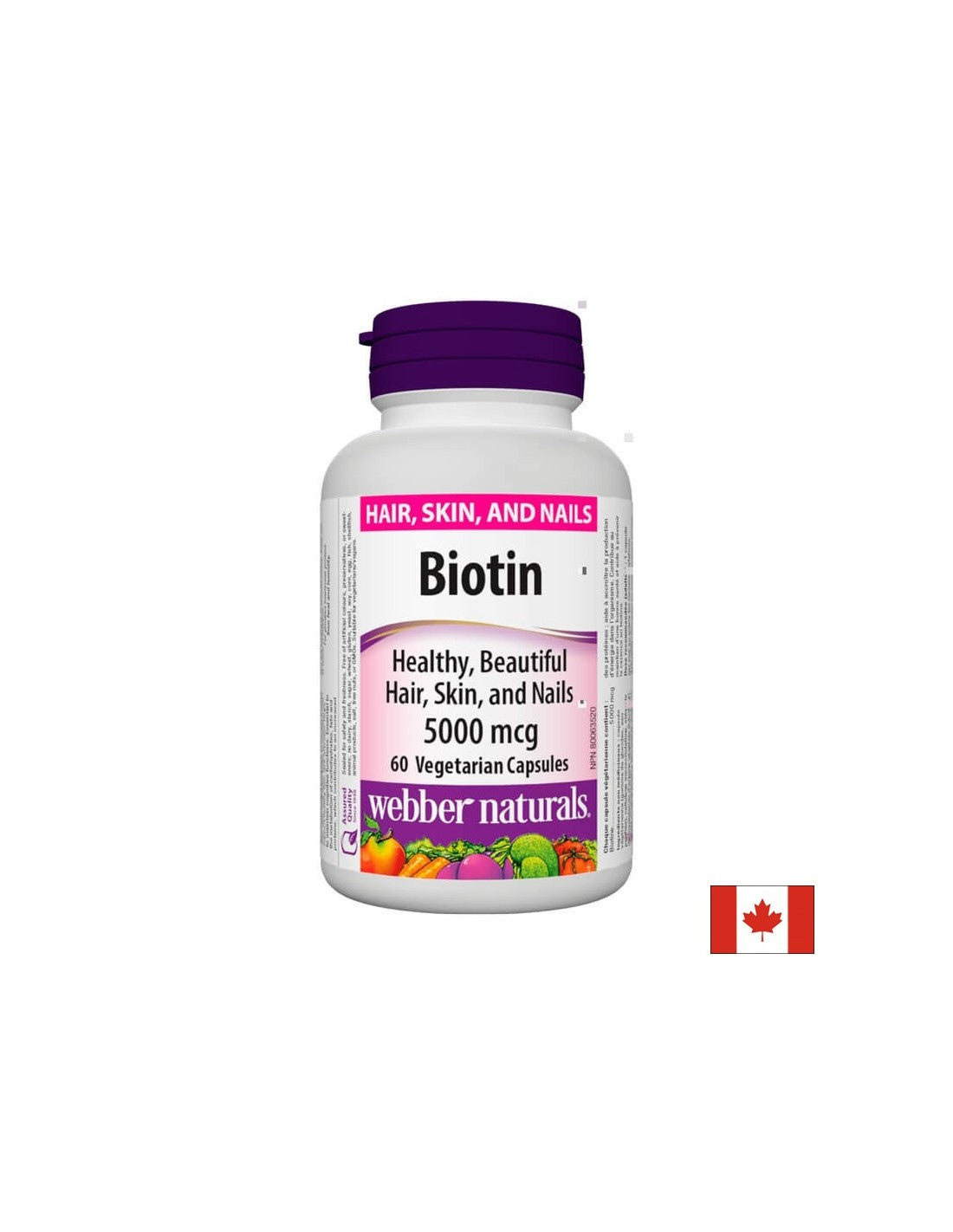 Βιοτίνη/Βιοτίνη, 5000 mcg, 60 κάψουλες <tc>Webber Naturals</tc>