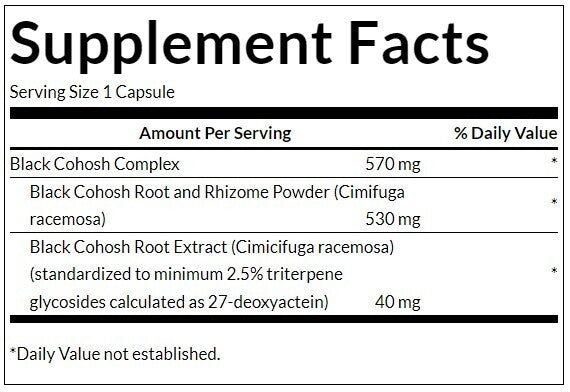 Black Cohosh (τυποποιημένη) 550 mg - 120 κάψουλες