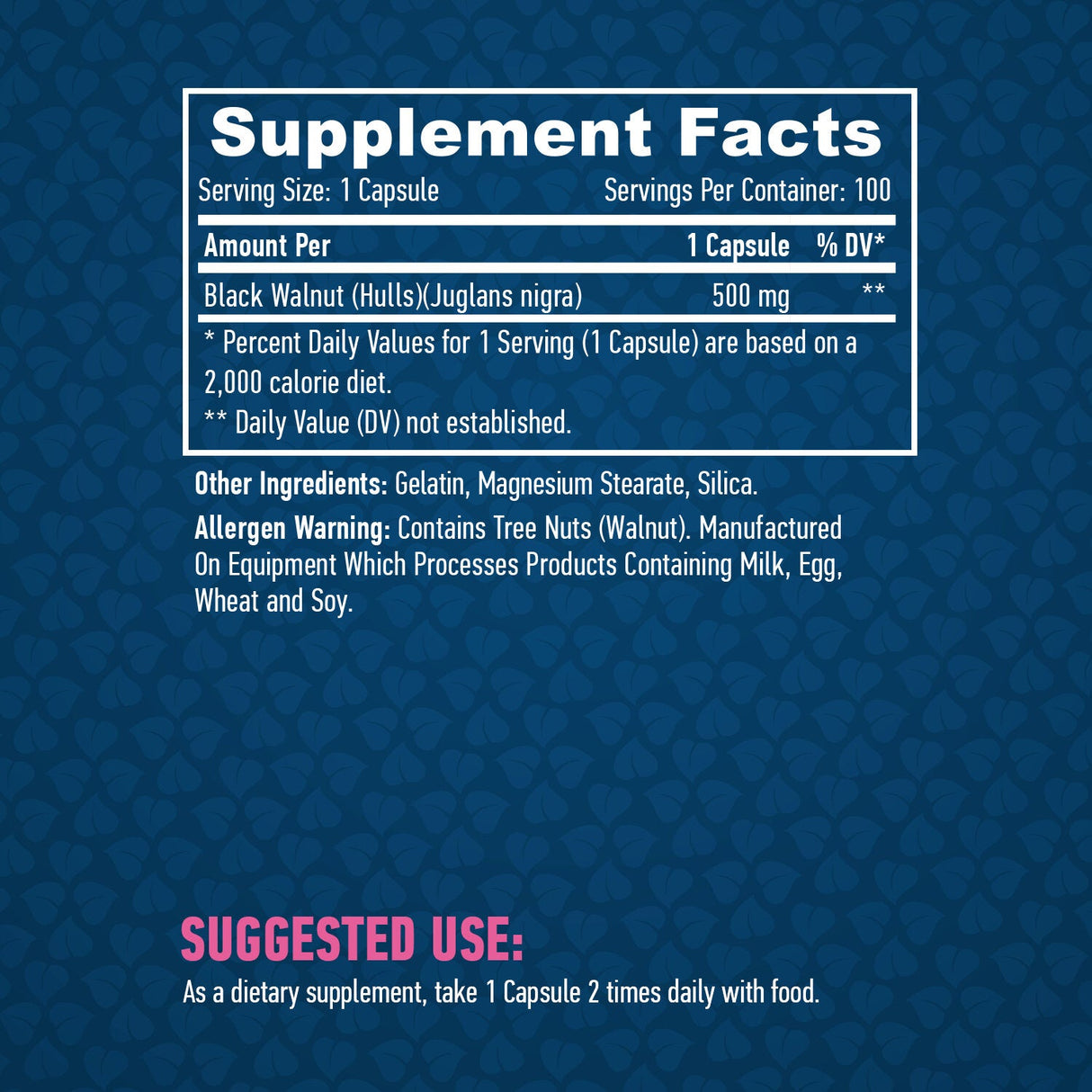 Μαύρο κύτος καρυδιού 500mg./100 καπάκια.