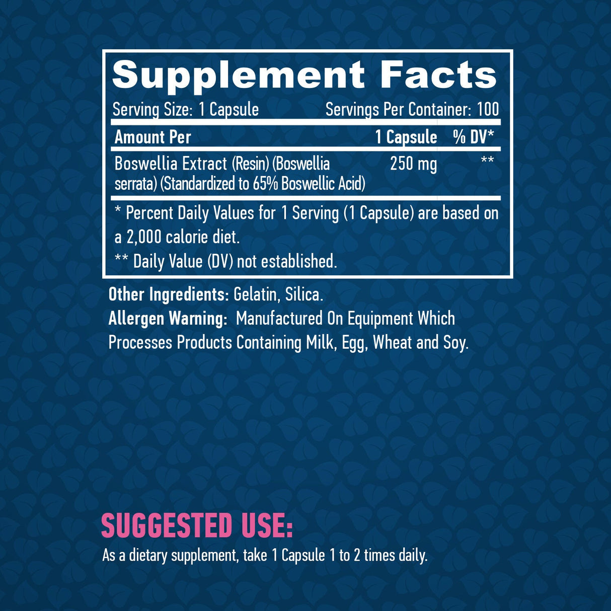 Boswellia 250mg. 100CAPS.