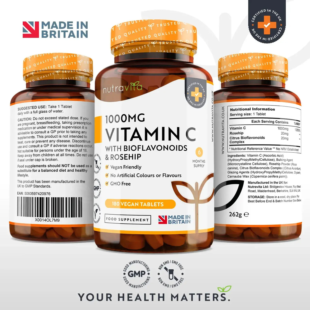 Βιταμίνη C 1000 mg με βιοφλαβονοειδή και αγριοτριανταφυλλιά 180 <tc>Nutravita</tc> δισκία