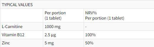 Carnitina επιπλέον 1000 mg - 80 δισκία