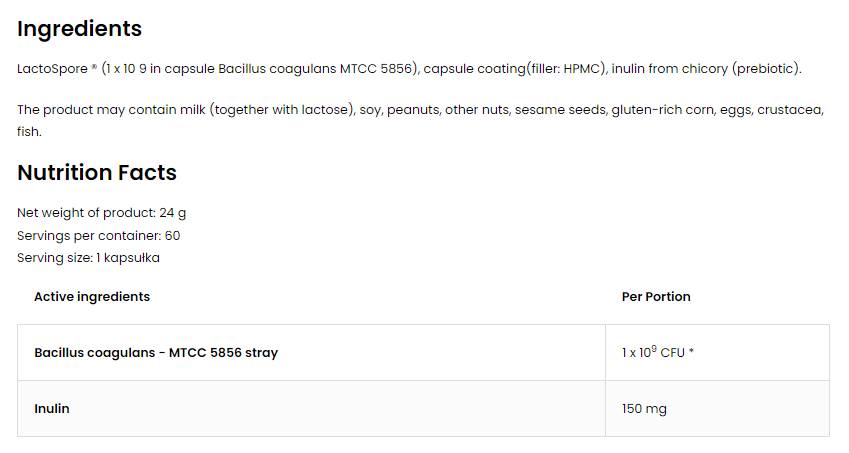 Pro-60 Biotic Lactospore® | Προβιοτικές 60 κάψουλες