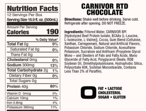 Carnivore έτοιμο να πιει | με πρωτεΐνη βοείου κρέατος 40 g - 500 mL