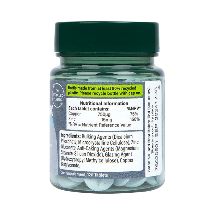 Χηλικός ψευδάργυρος και χαλκός 15mg - 120 δισκία