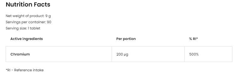 Παστίλιες χρωμίου 200 mcg 90 υπογλώσσια δισκία