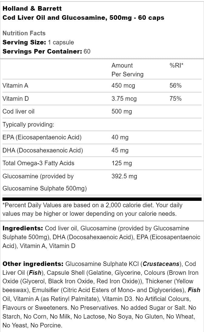 Κωμικό έλαιο συκώτι 500mg | Με γλυκοζαμίνη - 60 κάψουλες