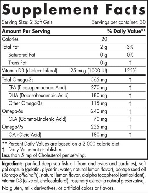 Πλήρης ωμέγα -D3 565 mg - 120 κάψουλες γέλης