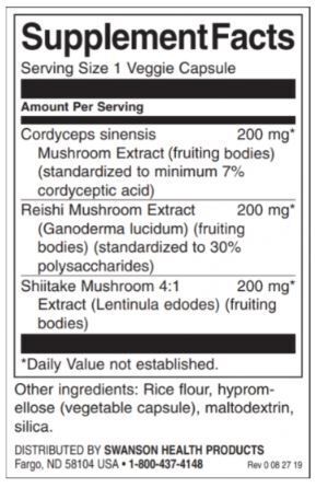 Σύμπλεγμα Cordyceps με μανιτάρια Reishi και Shiitake - 60 κάψουλες