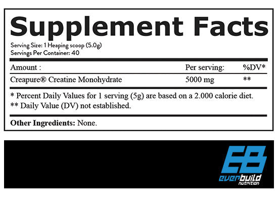Creapure® κρεατίνη μονοϋδρική 5000 mg (200 γραμμάρια, 40 μερίδες)