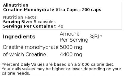 Μονοϋδρίτη κρεατίνης Xtra Caps 200 κάψουλες