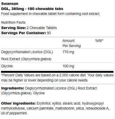 DGL 385 mg 180 Μασώμενα δισκία