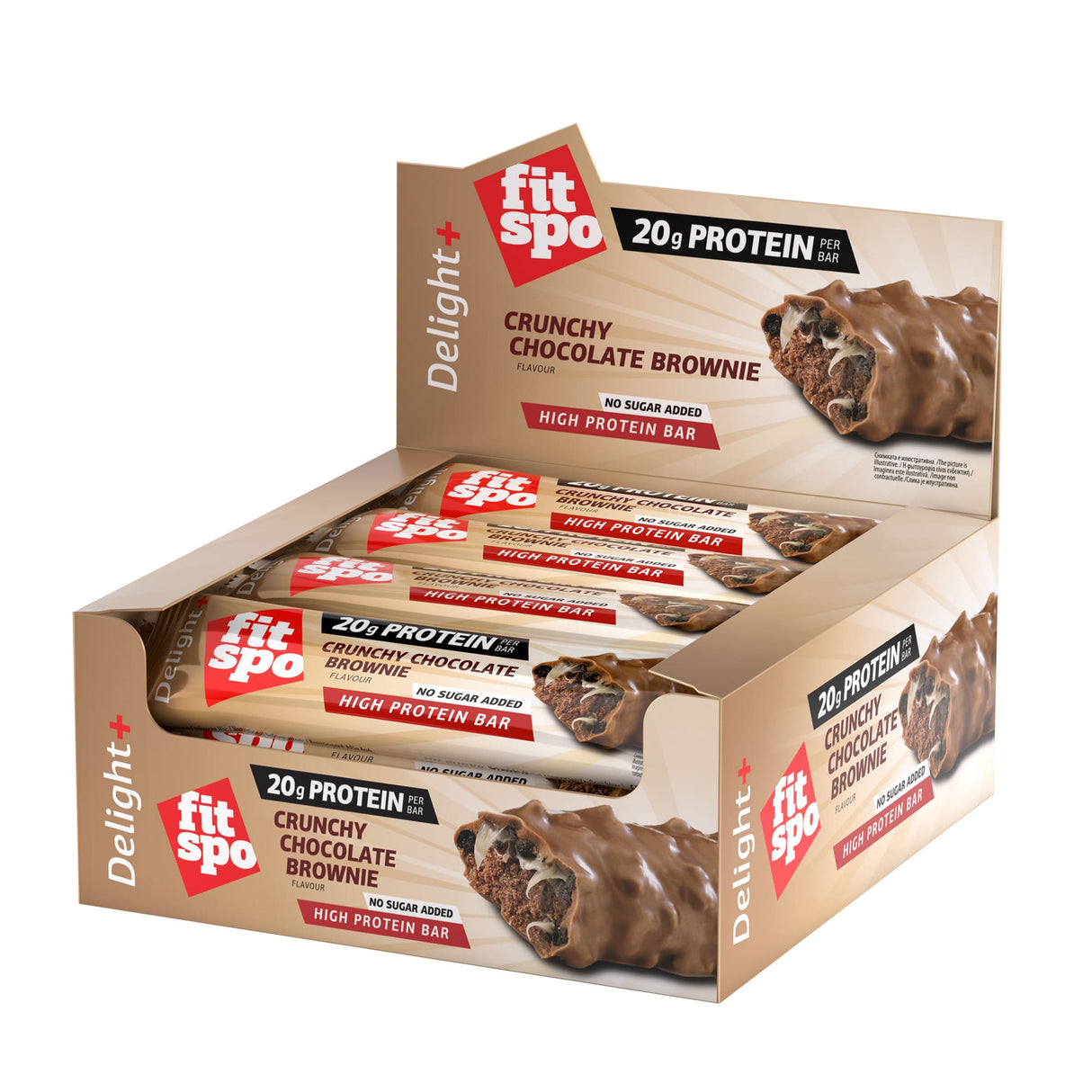 Μπράουνι σοκολάτας Delight+ Crunchy Protein Bar - 12 x 60 γραμμάρια