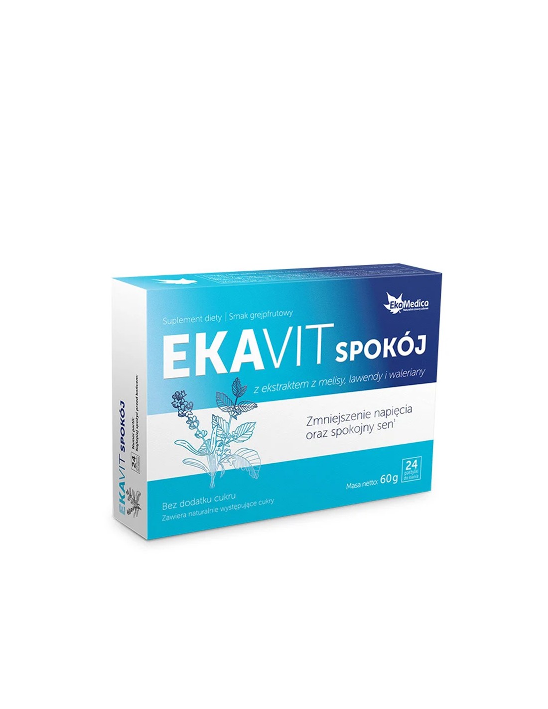 Τύπος νευρικού συστήματος Ekavit με βάλσαμο λεμονιού, εκχύλισμα λεβάντας και βαλεριανό, 24 παστίλιες