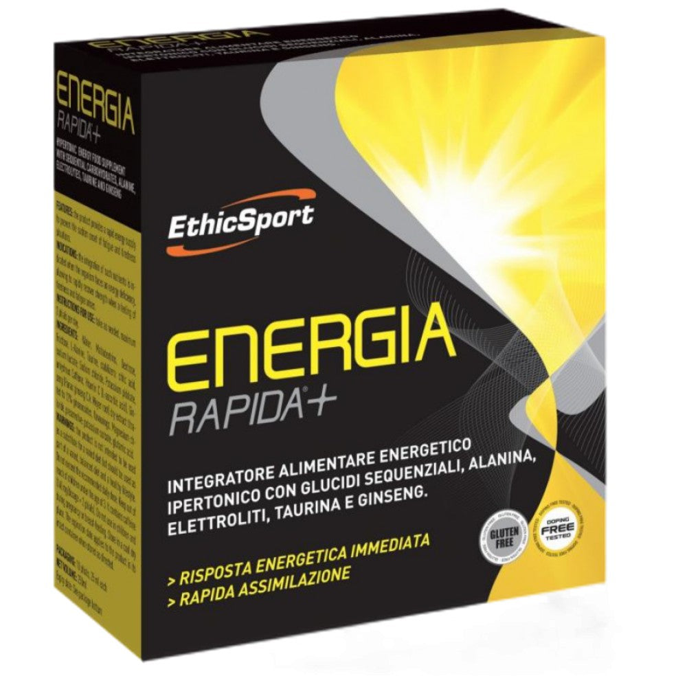 Energia Rapida + | Ενέργεια που πυροβόλησε με βήτα -αλανίνη, ταυρίνη & ginseng - 10 x 25 ml