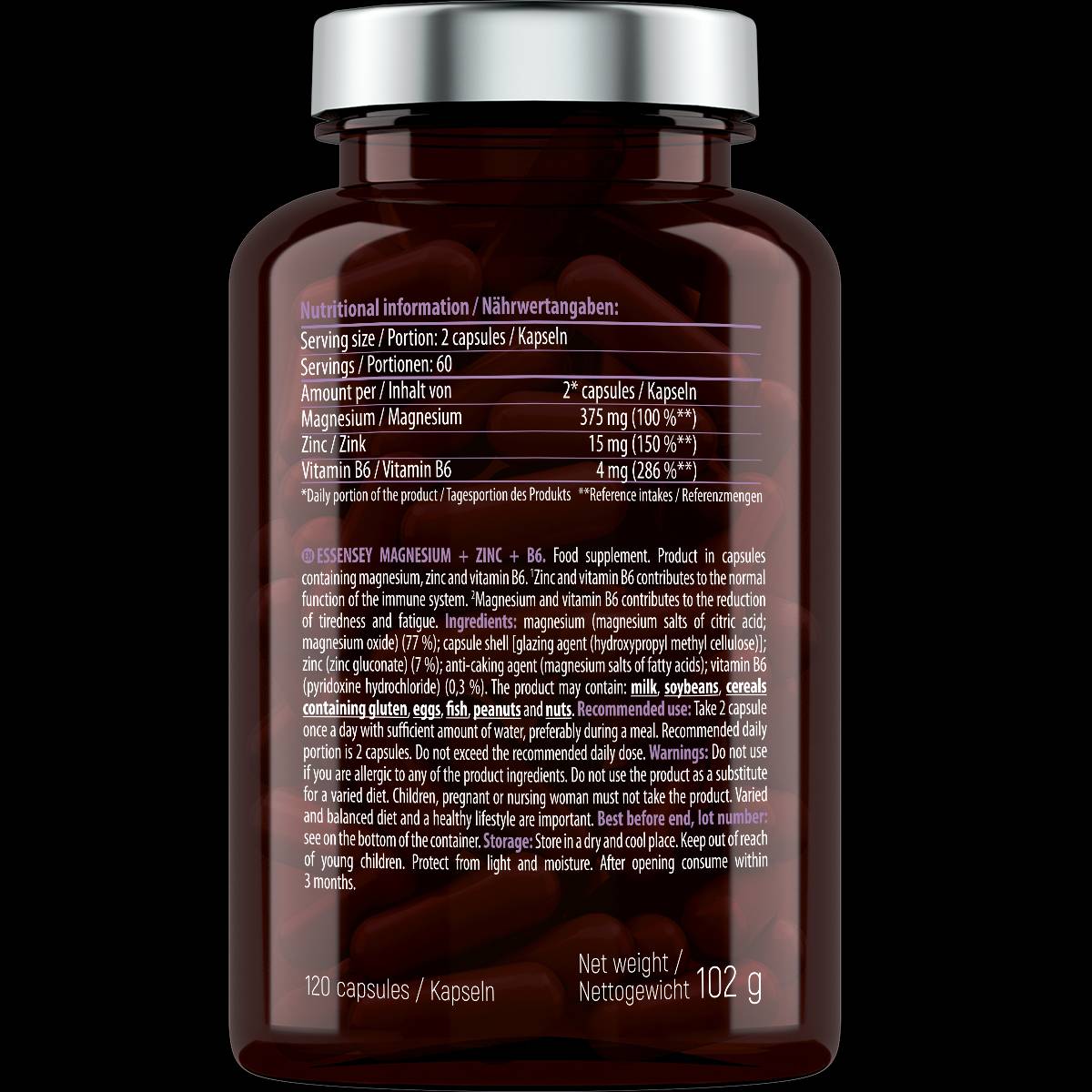 Μαγνήσιο + ψευδάργυρος + b6 - 120 κάψουλες