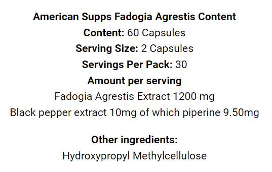 Fadogia agrestis 1200 mg - 60 κάψουλες