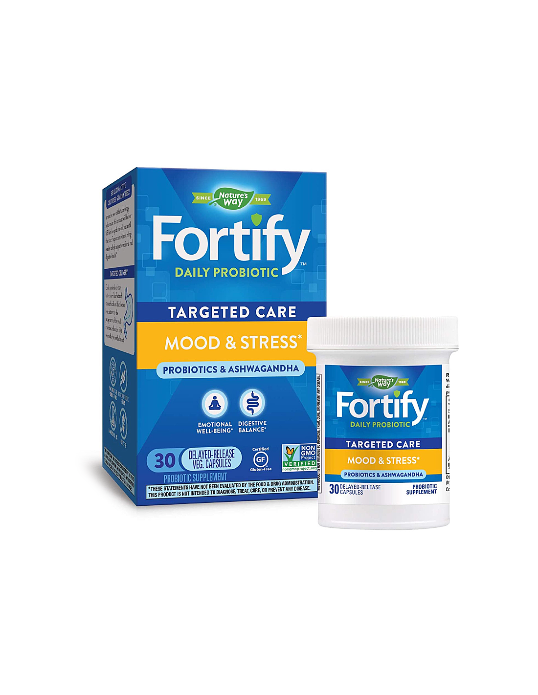 Ημερήσια προβιοτική διάθεση και άγχος Fortify ™ - Fortify Probiotic έναντι του στρες, 5 δισεκατομμύρια ενεργά προβιοτικά, 30 κάψουλες φύσης