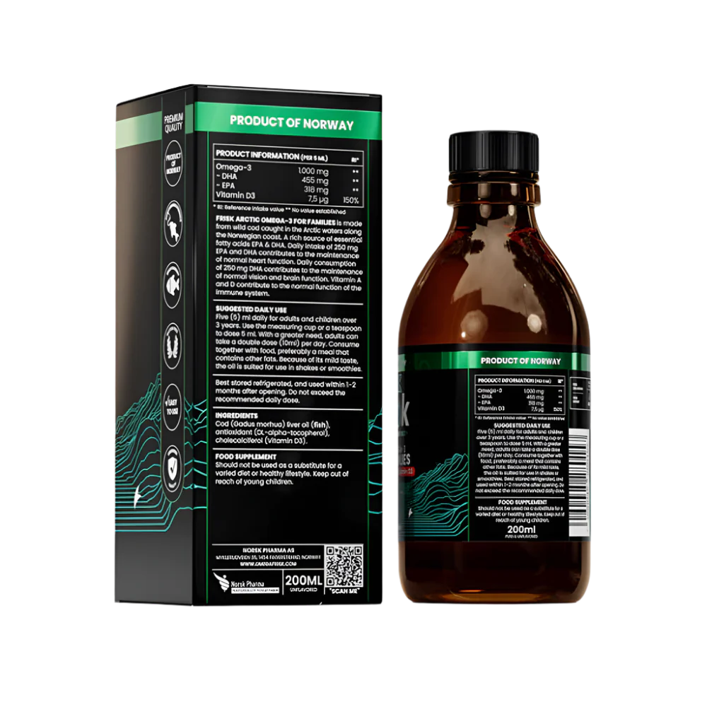 Αρκτικό υγρό-υγρό ωμέγα-3-Φυσική γεύση/100% άγρια γάδο από τη Νορβηγία-200 ml