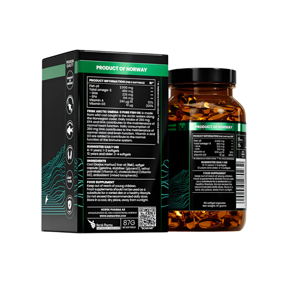 Arctic Pure-Omega-3 από 100% άγριο Arctic Cod-60 κάψουλες