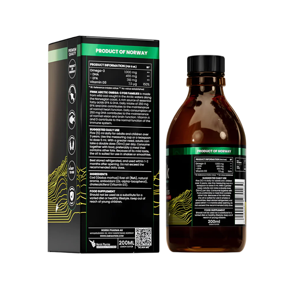 Αρκτικό υγρό-υγρό ωμέγα-3-γεύση λεμονιού/100% άγρια γάδο από τη Νορβηγία-200 ml