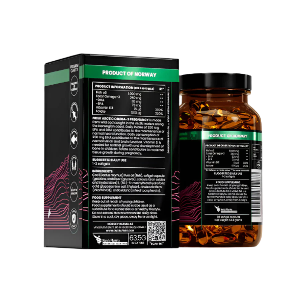 Αρκτική εγκυμοσύνη-ωμέγα-3 για έγκυες γυναίκες-100% άγριο γάδο από τη Νορβηγία-80 κάψουλες