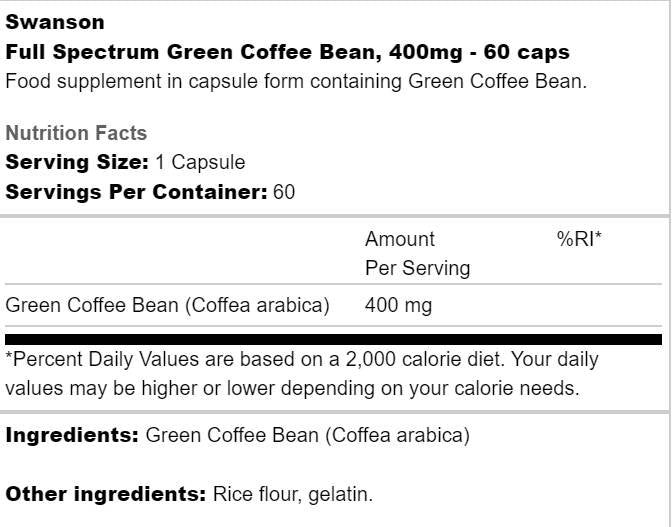 Full Spectrum Green Coffee Bean 400 mg 60 κάψουλες