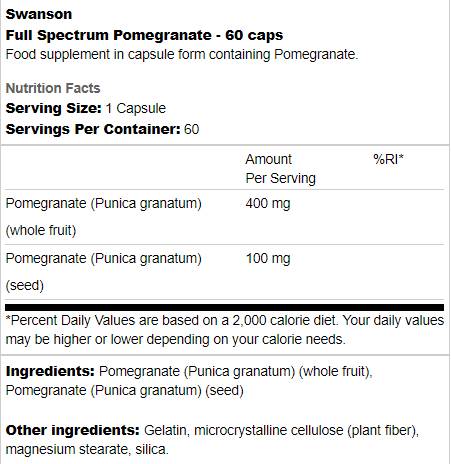 Full Spectrum Pomegranate Whole Fruit and Seed 60 κάψουλες