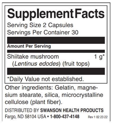 Πλήρες φάσμα shiitake μανιτάρι 500 mg - 60 κάψουλες