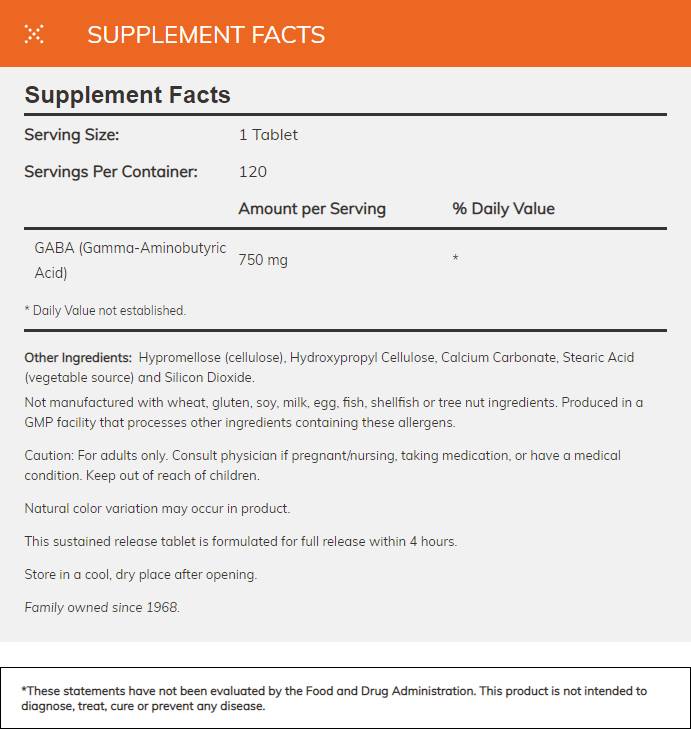GABA 750 mg/παρατεταμένη απελευθέρωση - 120 δισκία