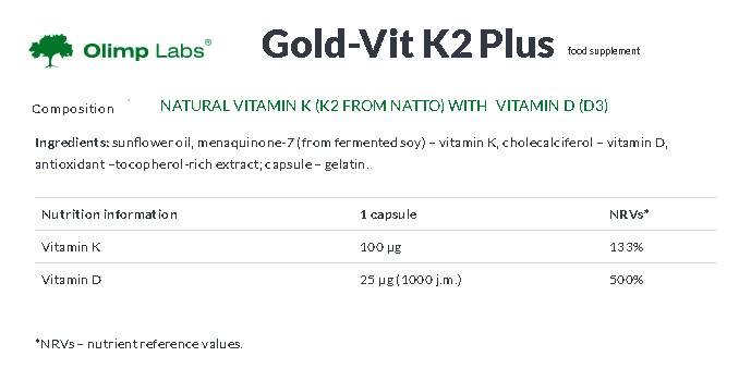 Χρυσό-vit k2 συν 30 κάψουλες