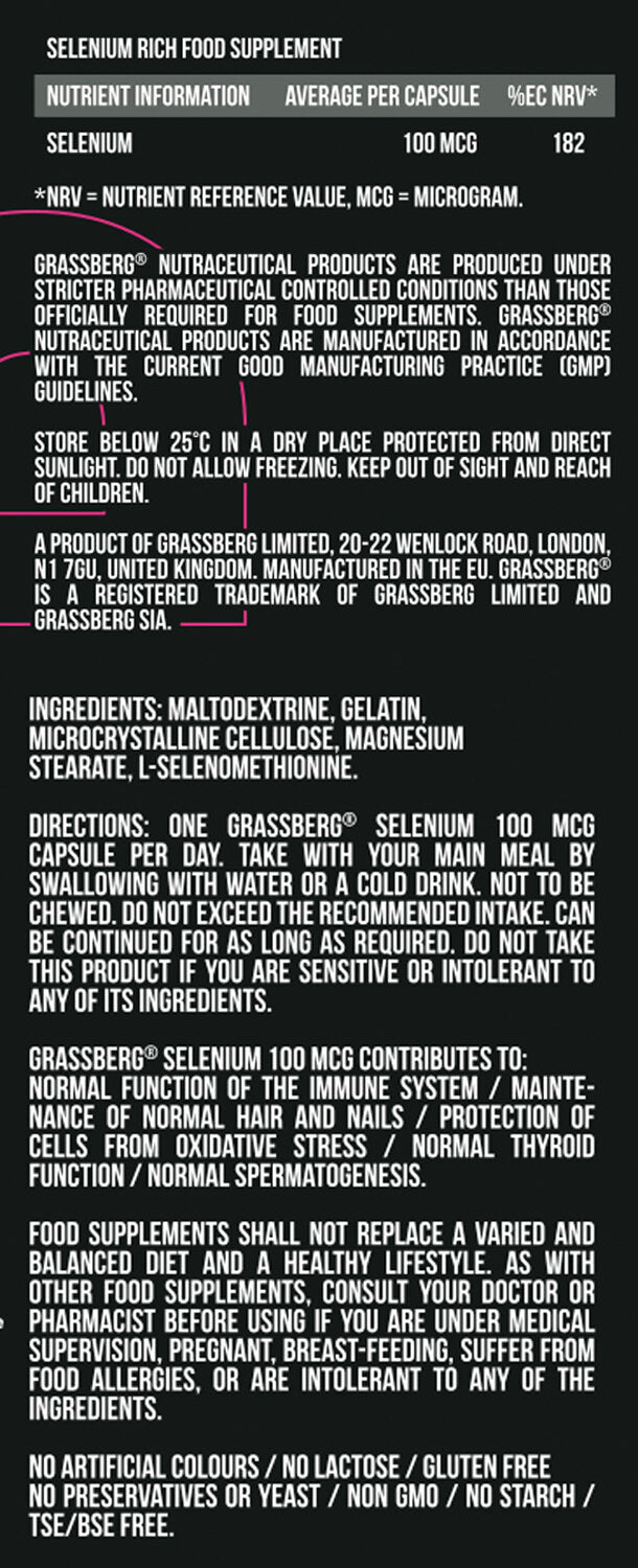 Grassberg Selenium 100mcg 60 καπάκια
