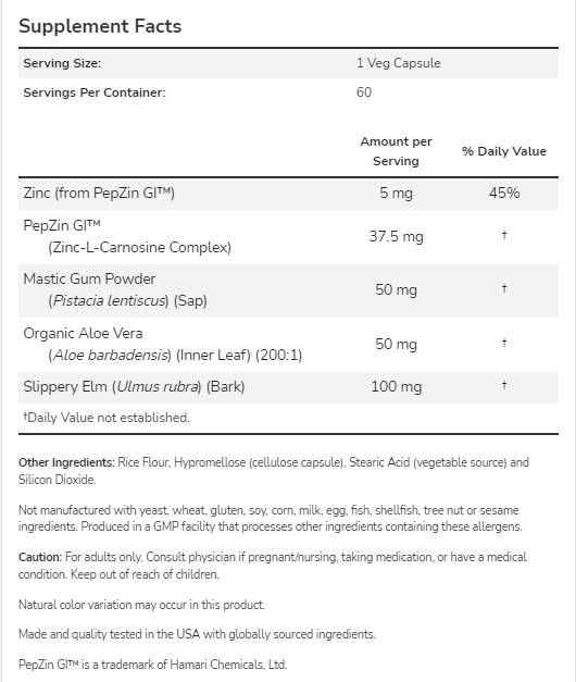 Gastro Comfort ™ με Pepzin GI ™ - 60 κάψουλες