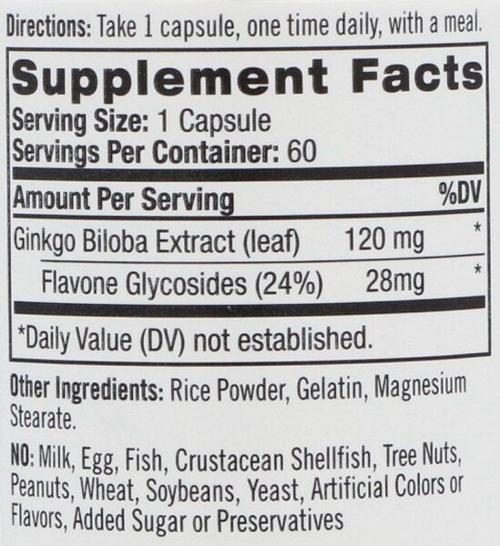 Ginkgo Biloba 120mg./60 καπάκια.