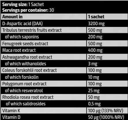 Χρυσή δοκιμή Pak | Με DAA, Fenugreek & Tribulus - 30 πακέτα