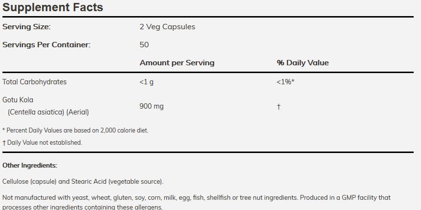 Gotu Kola 450 mg - 100 κάψουλες