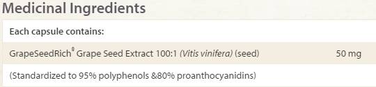 Εκχύλισμα σπόρων σταφυλιού 50mg 60 κάψουλες
