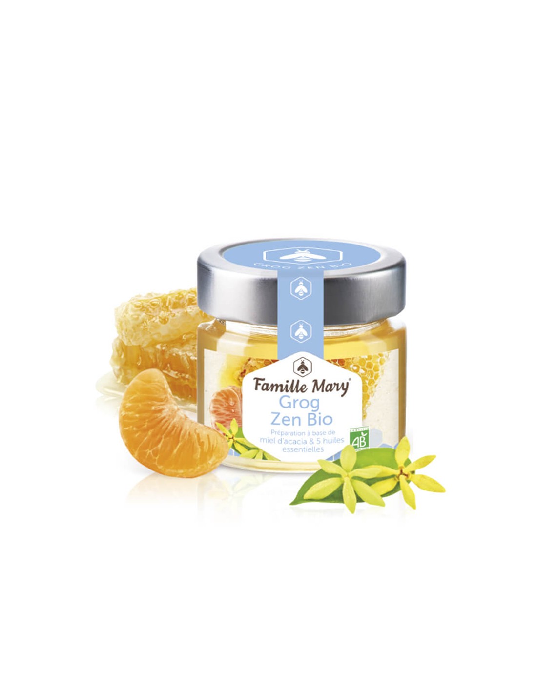 Grog Zen Bio/Grog για το νευρικό σύστημα μελιού Acacia και 5 αιθέρια έλαια, 100 g Famille Mary