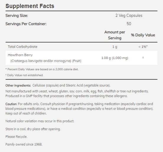 Hawthorn Berry 540 mg - 100 κάψουλες