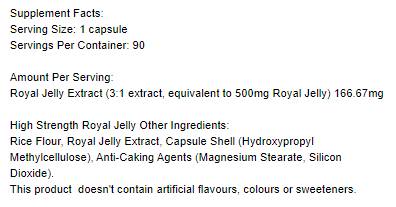 Υψηλή αντοχή Royal Jelly 500 mg - 90 κάψουλες