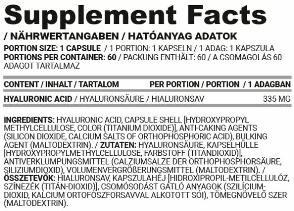 Hyaluron Caps | Υαλουρονικό οξύ 335 mg - 60 κάψουλες